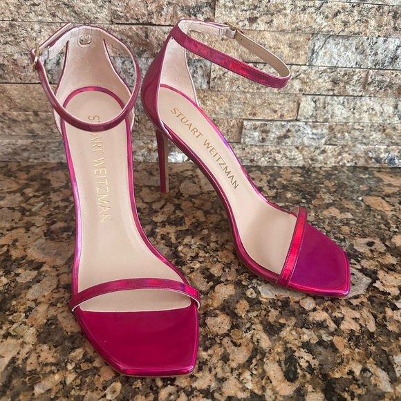 Stuart Weitzman Women's Nudistcurve 100mm Sandals Hot Pink - Picture 1 of 8